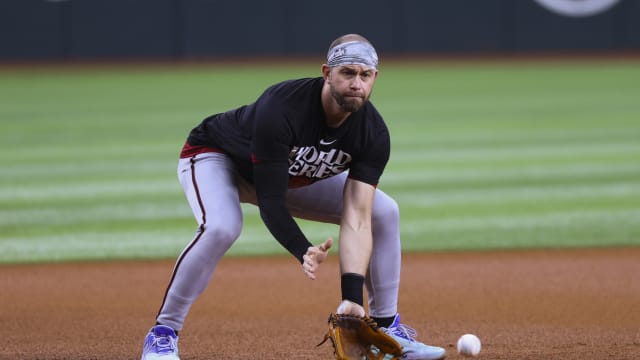 Evan Longoria practicing before the World Series on October 26th, 2023